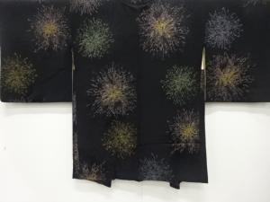 大正ロマン　漆　花模様織出し　一ツ紋羽織